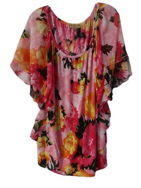 Notations Womens Shirt Size 3x Floral Batwing Blouse Top Multicolored